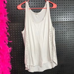 White flowy tank top with holes on sides